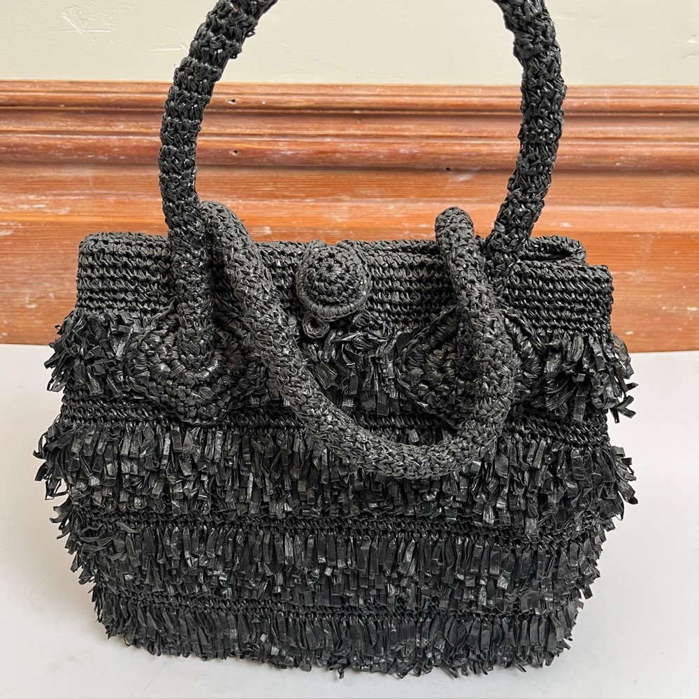 Vintage Ungar Black Raffia Style Purse